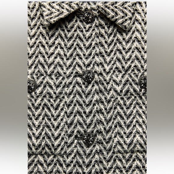 Zara NWT Jewel Button Textured Jacket size L - Picture 7 of 7
